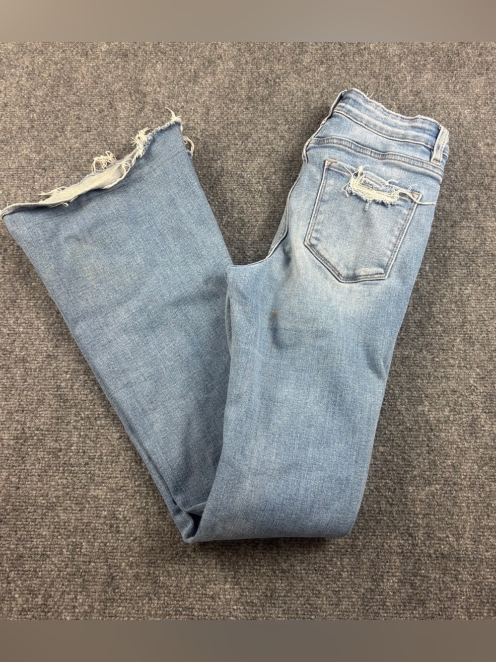 VERVET Women’s Denim Ripped Knees Raw Hem Flare Jeans size: 25